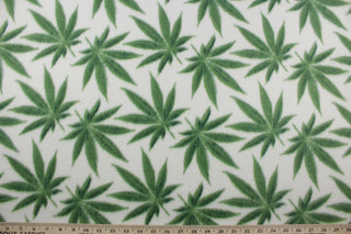 Cannabis Polar Fleece Fabric in White