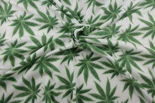 Cannabis Polar Fleece Fabric in White