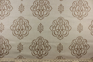 Vern Yip #4 Medallion Damask Fabric in Umber