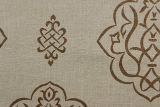 Vern Yip #4 Medallion Damask Fabric in Umber