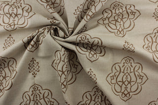 Vern Yip #4 Medallion Damask Fabric in Umber