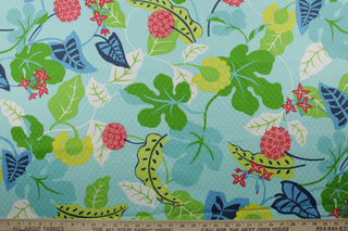 Robert Allen Baja Floral Indoor/Outdoor Matelassé Fabric in Turquoise