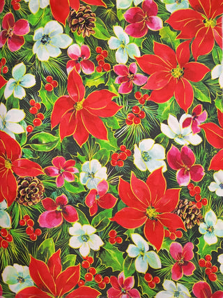 Oasis Fabrics Noel Poinsettia Quilting Fabric in Green
