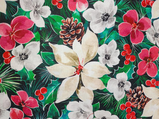 Oasis Fabrics Noel Poinsettia Quilting Fabric in Teal