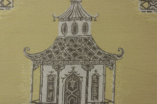 Robert Allen Pagoda Chinoiserie Tapestry in Gold Leaf