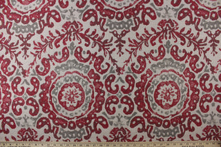 Duralee Fabrics Suzani/Medallion Tapestry Fabric in Red