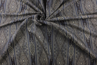 Beacon Hill Arrow Stripe Jacquard Fabric in Indigo