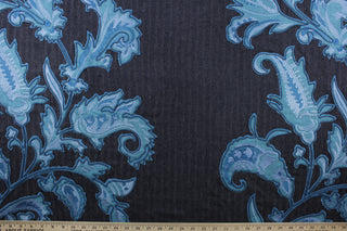 2.5 Yards ~ Beacon Hill Corded Vine Embroidered Fabric in Indigo