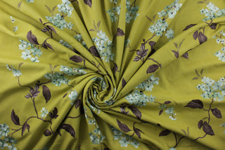 3 Yards ~ Sweet Sixteen Floral Embroidered Fabric in Lime