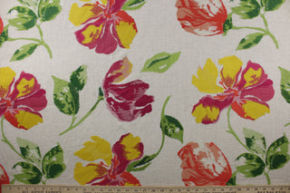 2.25 Yards - Robert Allen Breezy Petals Embroidered Fabric in Jonquil