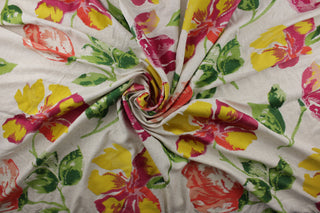 2.25 Yards - Robert Allen Breezy Petals Embroidered Fabric in Jonquil