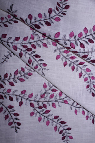 2.33 Yards ~ Duralee Floral Embroidery Fabric in Fuchsia