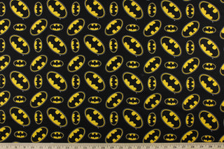 DC Comics Batman Logo Toss Quilting Fabric in Black