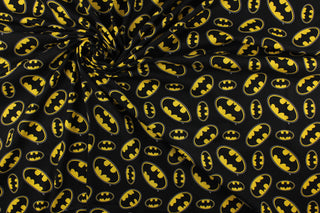 DC Comics Batman Logo Toss Quilting Fabric in Black