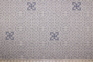 Bailey & Griffin Manchu Fret Chinoiserie Fabric in Pewter