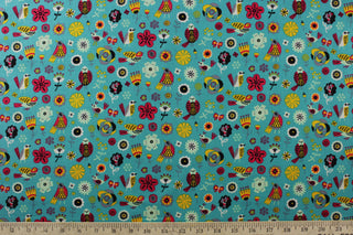 Emma & Mila Birds of a Feather Fabric in Turquoise for Camelot Fabrics