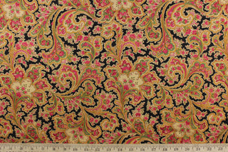 Benartex Malabar Paisley Fabric in Ebony 108″ Width Backing