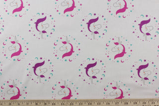 Emma & Mila Unicorn Cameo Fabric in Iris for Camelot Fabrics