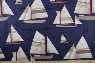 Duralee Regatta Yacht Plans Fabric in Navy