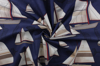 Duralee Regatta Yacht Plans Fabric in Navy