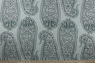 Maymont Paisley Linen Fabric in Patina