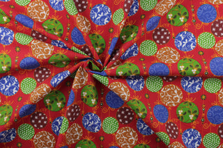 Christmas Ornaments Adornments Fabric in Red