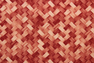 Mixes is a stylish, outdoor fabric with a modern basket weave pattern.  This durable fabric is constructed in shades of coral, creating an elegant look that's perfect for your outdoor furniture.  It is UV fade, water and stain resistant, with a durability rating of 15,000 double rubs.  Perfect for porches, patios and pool side.  Uses include toss pillows, cushions, upholstery, tote bags and more.  