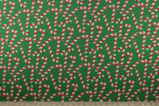 Candy Cane Christmas Fabric in Green