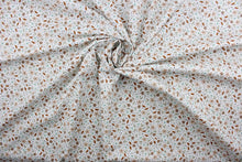 Load image into Gallery viewer, Cicely features an intricate floral pattern in shades of brown, tan, green, and black, set against a white background.  The high-quality cotton material ensures lasting durability and softness.  It would be great for apparel, quilting, crafting and sewing projects.  
