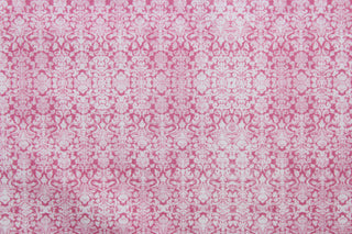  Sweetness features a timeless damask pattern in pink and white.  Perfect for any living space, it is sure to bring a splash of joy to your home. The high-quality cotton material ensures lasting durability and softness.  It would be great for apparel, quilting, crafting and sewing projects.  