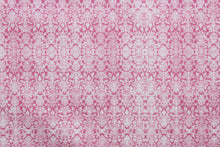 Load image into Gallery viewer,  Sweetness features a timeless damask pattern in pink and white.  Perfect for any living space, it is sure to bring a splash of joy to your home. The high-quality cotton material ensures lasting durability and softness.  It would be great for apparel, quilting, crafting and sewing projects.  

