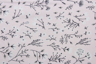 Mable is a beautiful, lightweight fabric featuring a floral print in black, gray and white against a blush pink background.  Perfect for any living space, it is sure to bring a splash of joy to your home. The high-quality cotton material ensures lasting durability and softness.  It would be great for apparel, quilting, crafting and sewing projects.  