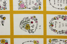 Load image into Gallery viewer, Hopeful is a cheerful collection of floral blocks featuring inspirational sayings in shades of yellow, pink, blue, green, and black, offering a vibrant and uplifting look. The high-quality cotton material ensures lasting durability and softness.  It would be great for apparel, quilting, crafting and sewing projects.  
