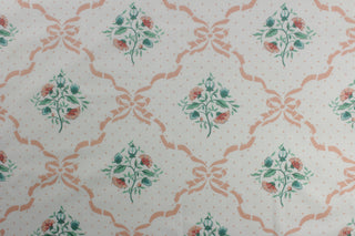 Vintage Schumacher/Waverly Ribbons N Bows Quilting Fabric in Peach