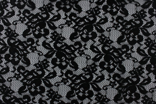 Floral Stretch Lace Fabric in Black