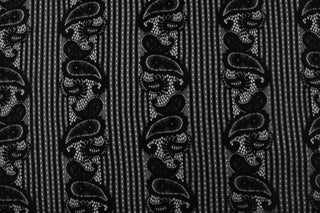 Luxurious Lace Designs Paisley Stripe Lace in Black