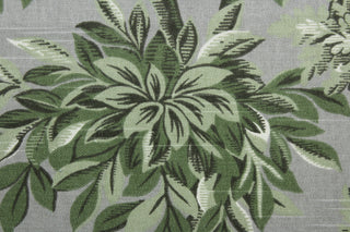 Robert Allen© Sylvan Toile features a beautiful botanical print on a traditional gray background. The vibrant colors of green, black, and white will bring a timeless charm to any room. Treated with a soil and stain repellant finish, this fabric is durable with a 30,000 double rub rating.  It can be used for several different statement projects including window accents (drapery, curtains and swags), toss pillows, headboards, bed skirts, duvet covers, upholstery, and more.