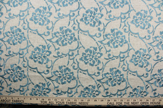  This classic Embroidered Song in Natural features a delicate teal embroidered design with beautiful fine detail on a natural background. The intricate design and colors will add subtle, yet eye-catching texture to your home.  Uses include window treatments, accent pillows, bedding, cornice boards and home décor.