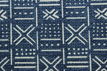 Load image into Gallery viewer, Richloom Solarium© Brevard in Indigo provides multi-purpose performance for outdoor use with a classic ethnic pattern in indigo and off white. Durable enough to withstand up to 500 hours of direct sunlight, it is also water and stain resistant.  Perfect for patio, deck and poolside.  It can be used for several different statement projects including cushions, upholstery projects and decorative pillows. 
