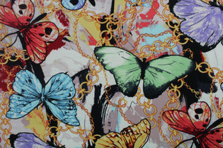 ITY Fabrics Butterfly Chains Stretch Knit Fabric in Multi