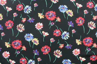 Blooms & Wildflowers Chiffon Fabric in Black