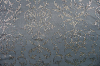 Damask Glitter Lycra Fabric in Slate Blue