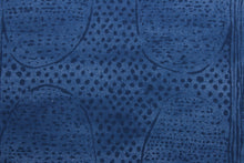 Load image into Gallery viewer, Robert Allen© Cassava in Lapis is a stylish multi-purpose fabric featuring a unique geometrical print in blue hues.  It has been engineered with a soil and stain repellant finish and is highly durable, with a fabric rating of 100,000 double rubs.  It can be used for several different statement projects including window accents (drapery, curtains and swags), toss pillows, headboards, bed skirts, duvet covers, upholstery, and more.
