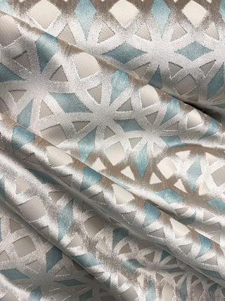 Eastern Accents Kraus Cut Velvet Fabric in Aqua