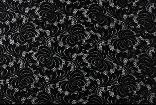Luxurious Lace Designs Floral Swirl Lace Fabric in Black