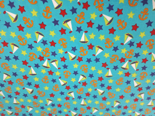 Yacht Club Flannel Fabric in Turquoise