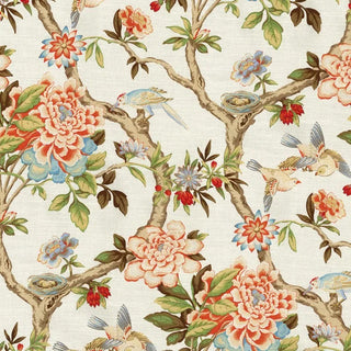 Waverly Mudan Chinoiserie Fabric in Persimmon

