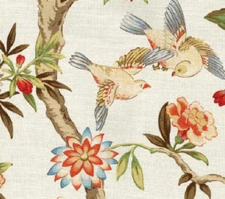 Waverly Mudan Chinoiserie Fabric in Persimmon

