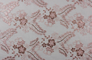 Olivia Delicate Embroidered Lace Fabric in Pink