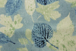 PK Lifestyles© Outdoor Farm House Leaf in Chambray features a printed leaf design with shades of blue, green, and white, providing a refreshing and calming feel to any space. Made with durability in mind, it boasts a rating of 51,000 double rubs, ensuring long-lasting use.&nbsp; Great for<span data-mce-fragment="1">&nbsp;cushions, tablecloths, upholstery projects, decorative pillows and craft projects.&nbsp; Recommended to store away when not in use.</span>